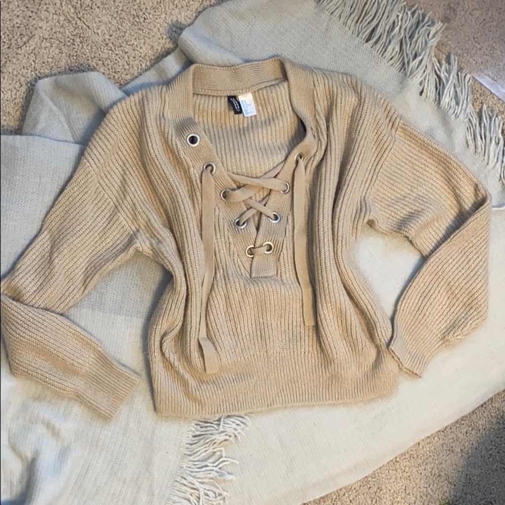 H&M lace up sweater